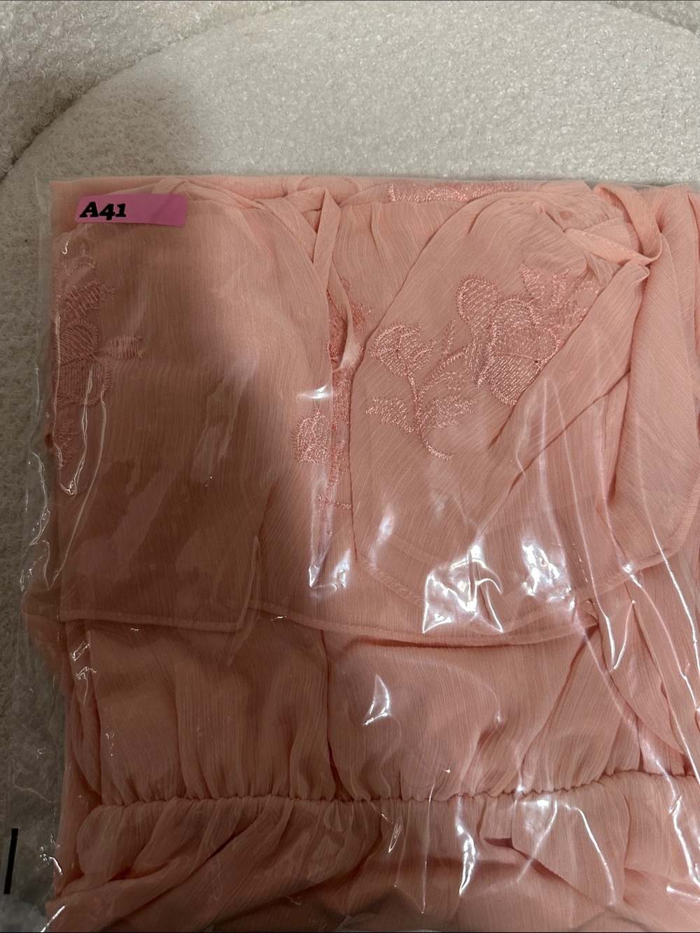 Forever 21 Peach Fairycore Spaghetti-Strap Ruffle Dress with Embroidered Bodice - Picture 6 of 6